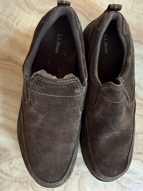 VINTAGE NWOT LL BEAN WOMENS BROWN SUEDE SLIP-ON MOCCASINS SIZE 8.5 👞